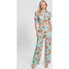Dame - Lærred - M Bukser Guess Floral Print Straight Pant Turquoise