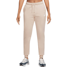12 - S - Unisex Bukser Nike Sportswear Club Fleece Women's Mid-Rise Joggers - Sanddrift/White