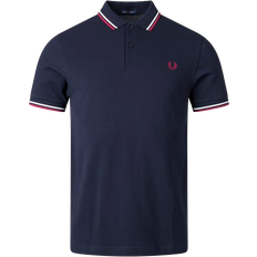 Fred Perry Kort Tøj Fred Perry Twin Tipped Polo Shirt - Navy/Snow White/Burnt Red
