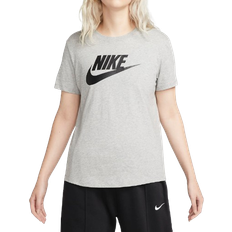 Nike Dame - Grå T-shirts Nike Women's Sportswear Essentials Logo T-Shirt - Dark Grey Heather/White