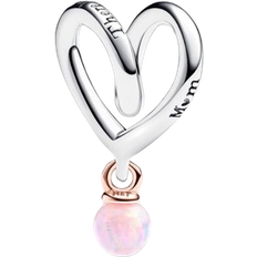 Pandora Guldbelagt Charms & Vedhæng Pandora Two Tone Wrapped Heart Charm - Silver/Rose Gold/Pink