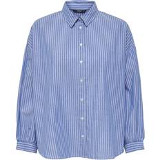 Bomuld - Dame - M Skjorter Only Arja L/S Stripe Shirt - Blue