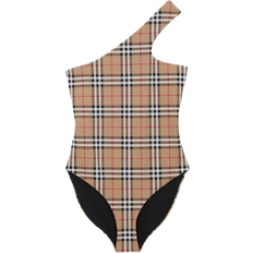 48 - Beige - Dame Badedragter Burberry Check Stretch Nylon Asymmetric Swimsuit - Archive Beige
