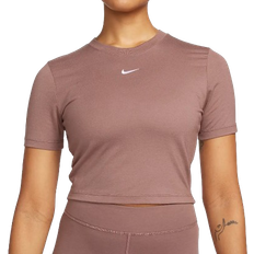 26 - Polyester - Rund hals T-shirts Nike Women's Sportswear Essential Slim Cropped T-Shirt - Smokey Mauve/White