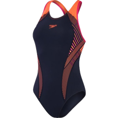 38 - Cut-Out - Slå om Tøj Speedo Placement Women's Laneback Swimsuit - Navy/Orange