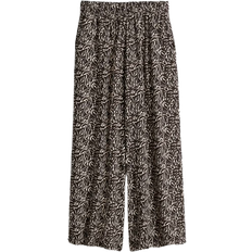H&M Løs Bukser & Shorts H&M Cropped Pull On Trousers - Black/Zebra Print