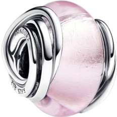 Pandora Dame Charms & Vedhæng Pandora Encircled Murano Charm - Silver/Pink