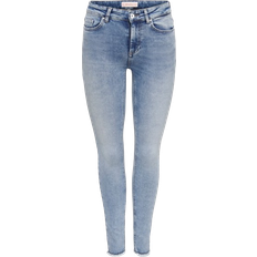 32 - 6 - Dame - W33 Jeans Only Blush Mid Waist Skinny Ankle Jeans - Blue/Medium Blue Denim