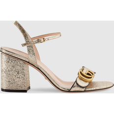 Gucci Guld Hjemmesko & Sandaler Gucci Metallic Laminate Leather Mid-heel Sandal, Gold