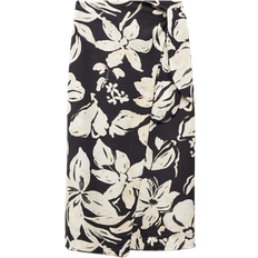 Mango Dame - Sort Tøj Mango Floral-print Wrap Skirt - Black