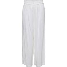 Only 34 Bukser Only Tokyo High Waist Linen Mix Trousers - White/Bright White