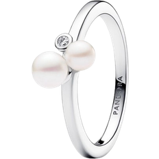 Pandora Perler - Sølv Ringe Pandora Duo Treated Ring - Silver/Pearls/Transparent