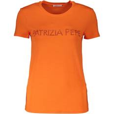One Size - Orange T-shirts Patrizia Pepe Elegant Orange Rhinestone T-shirt Orange