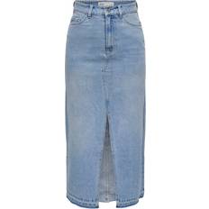 26 - Dame - Slids Tøj JdY Bella Maxi Denim Skirt - Blue/Light Blue Denim
