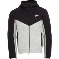 Grå - Herre Sweatere Nike Sportswear Tech Fleece Windrunner Men's Full Zip Hoodie - Dark Grey Heather/Black/White