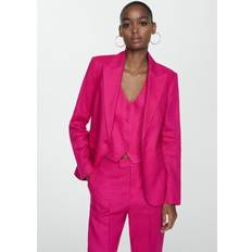 Ensfarvet - Pink Jakkesæt Mango Linen Suit Waistcoat Kvinde Overgangsjakker hos Magasin Bright Pink