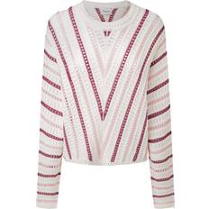 Pepe Jeans Hvid Sweatere Pepe Jeans Pullover 'GINNY' lyserød magenta hvid lyserød magenta hvid