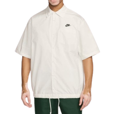 Nike Herre Skjorter Nike Men's Club Short Sleeve Oxford Button Up Shirt - Sail/Black