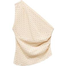 Dame - Gul - Polyester Bluser Mango Hvid-hæklet top med en skulder