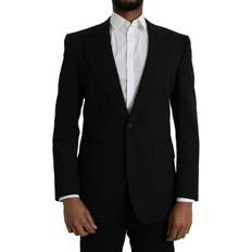 Dolce & Gabbana Uld Frakker Dolce & Gabbana Sort Uld Peak Single Breasted Coat Blazer Black, Blazer, Blazers Men Clothing, Color_Sort, Herre, IT48/M, Material: 100% Virgin Wool, new-with-tags, Sort