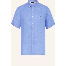42 - Herre - Hør Skjorter Tommy Hilfiger Pigment Dyed Linen Regular Fit Short Sleeve Shirt Blue, Blue, 3Xl, Men