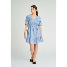 Blå - Dame - Flæse - Korte kjoler A-View Kjole Safia Dress Blue/White Stripe
