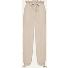 Ganni Polyester Bukser & Shorts Ganni Grey Light Melange Suiting Elasticated Waist Pants in Alfalfa Polyester Women's
