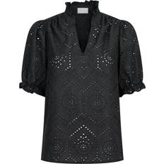 36 - Dame - Sort Overdele Neo Noir Odesa Embroidery Bluse, Black