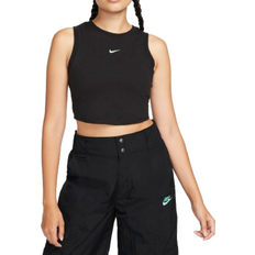 48 - Rund hals Toppe Nike Women's Machine Knit Sportswear Chill Mini Tank Top - Black/Sail