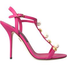 Dolce & Gabbana Pink Hjemmesko & Sandaler Dolce & Gabbana Embellished Leather Sandal - Pink