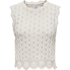 Bomuld - Dame - Hoodies Overdele Only Patterned Knit Top - White/Cloud Dancer