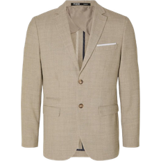 42 - Polyester Overdele Selected Linen Blend Jacket - Sand