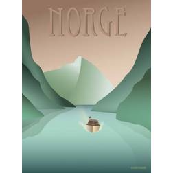 Vissevasse Norge Fjorden Plakat 15x21cm