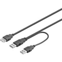 Deltaco USB A - 2xUSB A M-F 0.3m