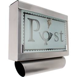 tectake Postkasse i rustfrit stål med glasfront og avisrør