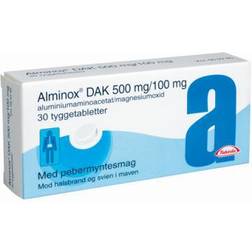 Alminox Peppermint 500mg/100mg 30 stk Tyggetabletter