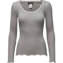 Rosemunde Silk T-Shirt Regular LS W/Rev Vinta - Light Grey Melange