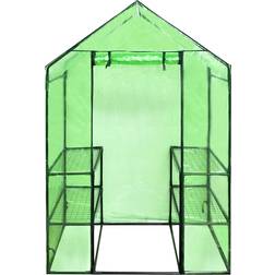 vidaXL Greenhouse 41545 with 4 Shelves Rustfrit stål PVC plast