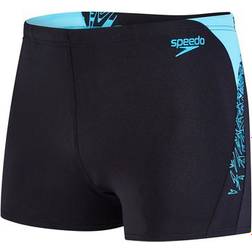 Speedo Boom Splice Aqua Shorts - Black/Turquoise