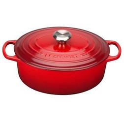 Le Creuset Cherry Red Signature Oval med låg