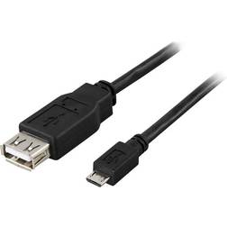 Deltaco USB Micro-B - USB A Adapter M-F 0.2m