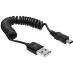 DeLock Coiled USB A-USB Mini-B 2.0 0.6m