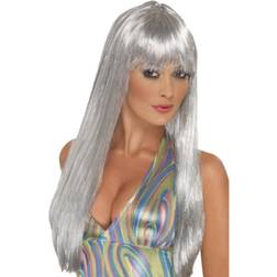 Smiffys Glitter Disco Wig Silver