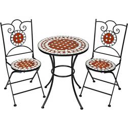 tectake Cafésæt med mosaik, 2 stole + bord Ø 60 cm Cafésæt, 1 borde inkl. 2 stole