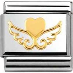 Nomination Composable Classic Link Hearts with Wings Charm - Silver/Gold