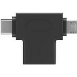 Wentronic USB A-USB B Micro/USB C M-F Angled Adapter