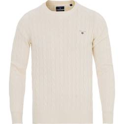 Gant Cotton Cable Crew Sweater - Cream