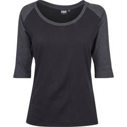 Urban Classics 3/4 Contrast Raglan T-Shirt - Black/Charcoal