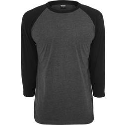 Urban Classics Contrast 3/4 Sleeve Raglan T-shirt - Charcoal/Black