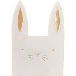 Ginger Ray Napkins Bunny Shaped White/Gold 16-pack